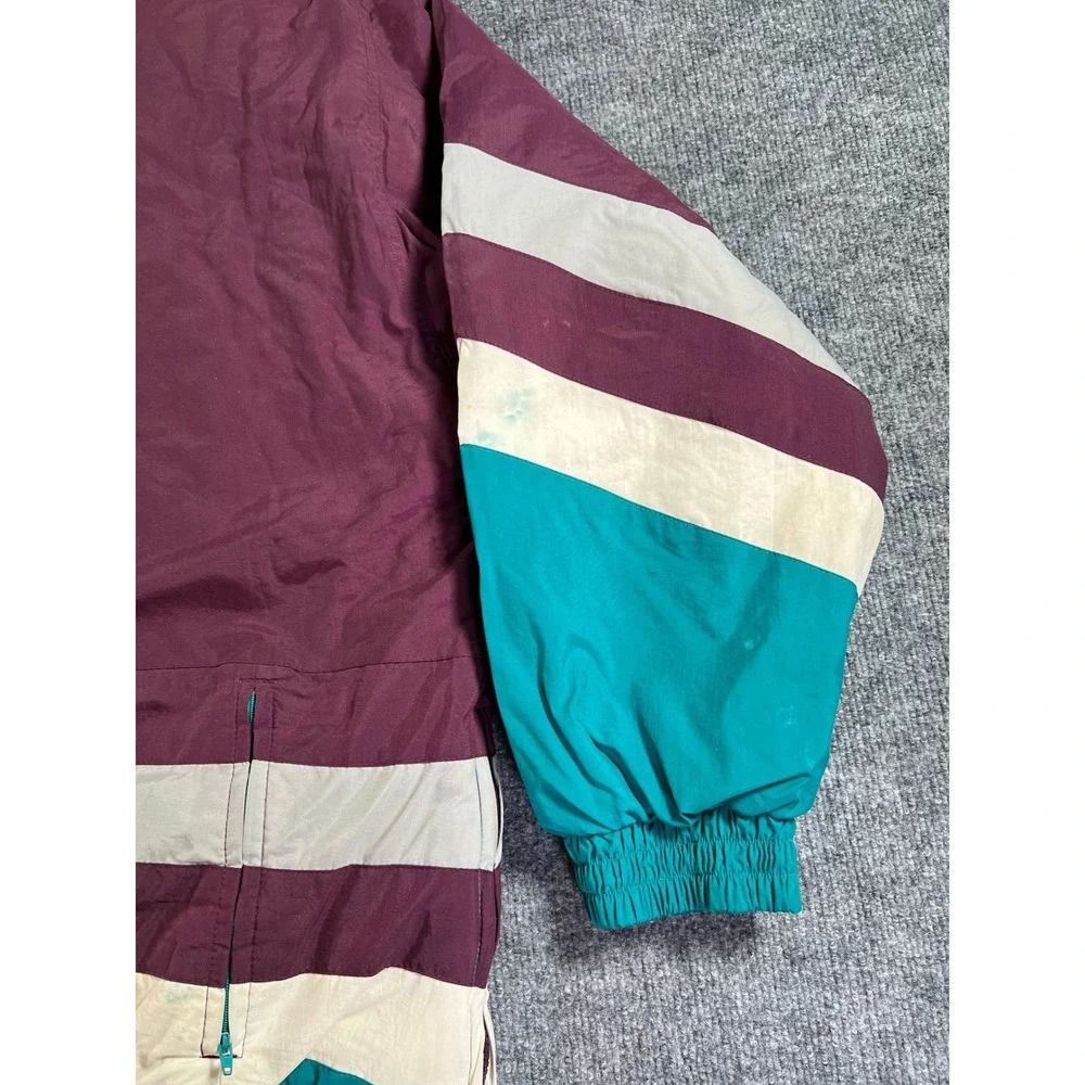 Vintage Apex One Mighty Ducks Puffer Jacket Mens Large Eggplant‎ 90s Quarter Zip